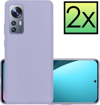 Hoesje - 2 Stuks - Geschikt voor Xiaomi 12 Pro - Sterk & Shockproof - Case Siliconen - Back Cover - Telefoon Hoes - Lila