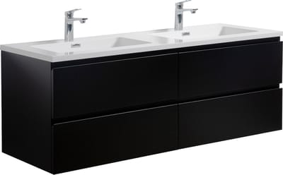 Badplaats Badkamermeubel Set Angela 140 cm – Mat Zwart – Badmeubel met Wastafel