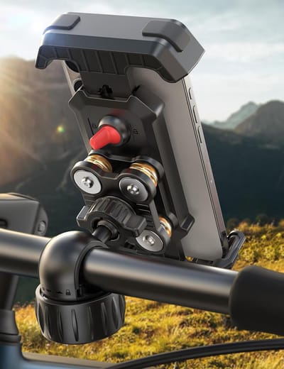 2026 Handyhalterung Fahrrad Vibrationsgedämpft Universal Handyhalter Motorrad, Anti-Shake Handy Halterung Fahrradlenker für iPhone 17/16/15 Pro Max, Samsung S26/S25 Ultra, Smartphone 4,7"-7"