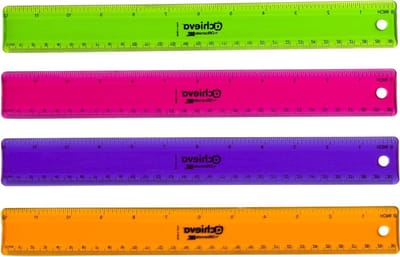 Plastic Liniaal - Meetlat Flexibel - Tekenen En Meten - Dubbele Maatvoering - 30 Cm 12 Inch - Transparant Assorti
