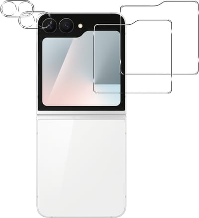 Screenprotector geschikt voor Samsung Galaxy Z Flip 7 FE - 2 stuks Beschermglas van glas Transparante glazen schermbeschermfolie + 2 stuks Camera Protector