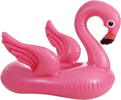 Zwemring in de vorm van een roze flamingo voor kinderen van 2-6 jaar, opblaasbaar, ideaal voor zwembad en strand, 70 x 60 x 48 cm