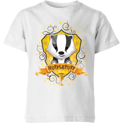 Harry Potter Hufflepuff Kids' T-Shirt - White - 146/152 (11-12 jaar)