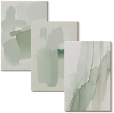 Wallfluent Set van canvas schilderijen - Abstracte patronen in aquarelstijl Canvas Schilderijen Set - set 3 stuks 20x30 cm - Groente Set van Canvas Prints - Abstractie Canvas Kunst Set - Boheemse Canvas Kunst Set