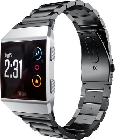Shop4 - Geschikt voor Fitbit Ionic Bandje - Roestvrijstaal Zwart