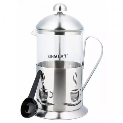 Kinghoff KH-4830 Serie - Koffie- en Theepers - 350 ml - RVS en Glas - Vaatwasserbestendig