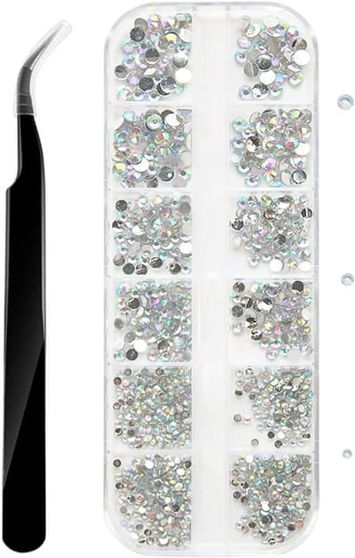 Flat Back Crystal Rhinestones voor Nail Art en Gezichtsdecoratie, 1500 Stuks in 3 Maten, Perfect voor Creatieve Knutselprojecten