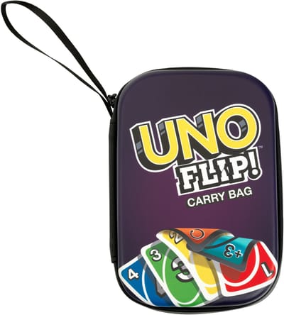 Theo Klein UNO Flip draagtas - 11x3.5x15.5 cm - UNO kaarten niet inbegrepen - paars geel