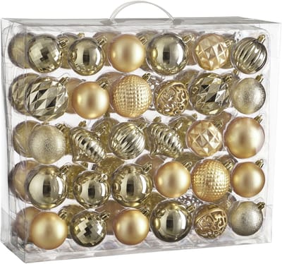 Tree decoration unbreakable champagne 60 pieces - d7cm