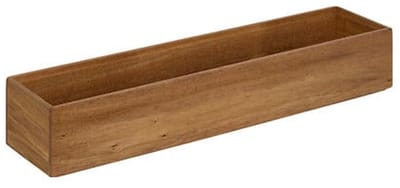 5Five Bestekbak/keuken organizer - 2x - 1 vaks - Smart Desk serie - acacia hout - 8 x 38 x 7 cm