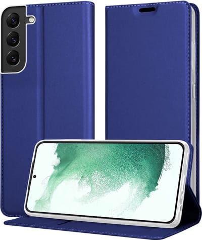 Cadorabo Hoesje geschikt voor Samsung Galaxy S22 PLUS in CLASSY DONKER BLAUW - Beschermhoes met magnetische sluiting, standfunctie en kaartvakje Book Case Cover Etui