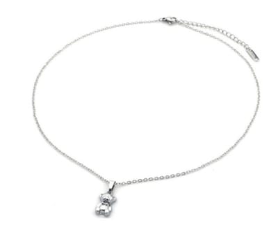 Ketting met bedel beertje - zilver - necklace with bear - beer - dier - charm - kraam cadeau - moeder - dochter - stainless steel