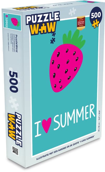 Puzzel Illustratie met een aardbei en de quote "I love summer" - Legpuzzel - Puzzel 500 stukjes
