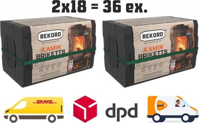 Bruinkool briketten - bruinkool - 1x 36 stuks - rekord bruinkool briketten - haardhout - kachel - 20 kg.