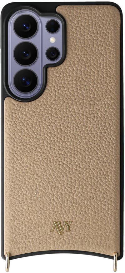 AVY Leren Hoesje geschikt voor Samsung Galaxy S26 Ultra | Compatibel met MagSafe | Leather Case | Back Cover | Haakjes voor koord | Beige