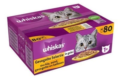 Whiskas 1+ Gevogelte Selectie in gelei - 80 x 85 g