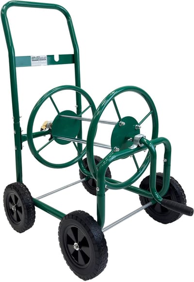 TRUTZHOLM XL Slangwagen 4 Wielen - 95,5x58cm Stalen Slanghaspel Groen - Heavy Duty Tuinslangwagen voor 50m 3/4" Tuinslang