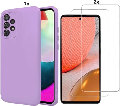 Hoesje Geschikt Voor Samsung Galaxy A72 Hoesje Soft Nano Silicone Backcover Gel Lavendel Paars Met 2x Glazen Screenprotector
