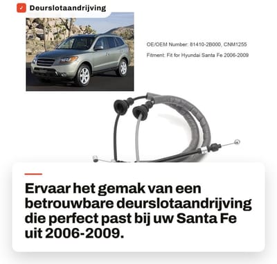 Dailygoods- Deurslotaandrijving Links Achter - Vervanging 81410-2B000 - ABS Materiaal - Voor Santa Fe 2006-2009 - Deurslot Actuator - Eenvoudige Installatie - Deurslotactuator