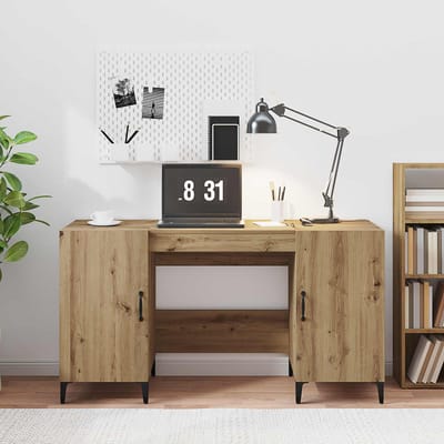 vidaXL - Bureau - Ambachtelijk - Eiken - Bewerkt - hout - 140 - x - 50 - x - 75 - cm