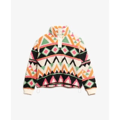 Superdry Trui Super Soft Printed Half W2012348a Cream Terry Print Dames Maat - L