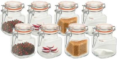 Excellent Houseware Weckpot/Voorraadpot Mini - 12x stuks - kruidenpotjes - 90ml - 7 x 5 cm