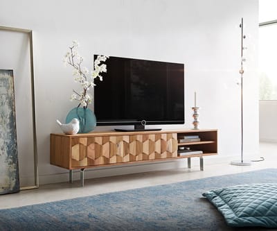 Tv-meubel Fevo acacia natuur 160 cm 2 deuren L-pootjes lowboard