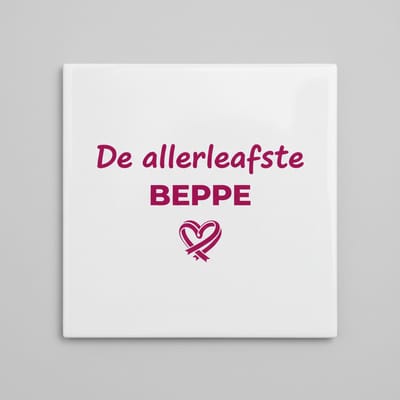 De Allerleafste Beppe Tegel 15×15 cm – Friese Grootmoeder Waardering Keramische Wandtegel – Liefdevol Hart Design Cadeau