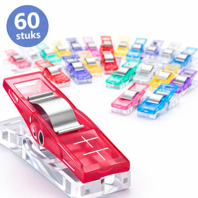 Joyage Kopspelden vervanger - 60 stuks - Naai clips - Stofklemmen wonderclips - Quilt Clips naaien accessoires naaiklemmen – Naai accessoires spelden met kop - Hobby en creatief volwassenen - Naai klemmen Sewing needles Naaimachine naalden naaiclips