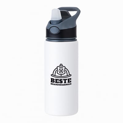 Hacebo® - Beste brandweerman waterfles met rietje zwart - Beste brandweerman - collega - cadeau - water fles - 650ML