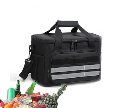 KZQ Geïsoleerde koeltas/lunchtas voor studenten - Lichtgewicht en waterdicht, met handvat en meerdere vakken - Ideaal voor kamperen, picknicks en reizen - Zwart