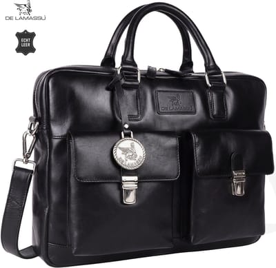 DE LAMASSU® (Raul) Leren Laptoptas 15,6 Inch – Echt Rundleer – Met Organizer & Trolleyband – Premium Business Tas Unisex