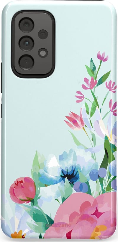 Casetastic hoesje geschikt voor Samsung Galaxy A53 (2022) 5G - Dubbellaagse bescherming - Dagdroom in bloei - Fashion Case - Lichtgrijs Lichtroze