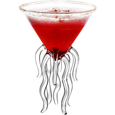 Creatief Aquarium 3D Kwallen Moleculaire Cocktailglas Voor Bar Nachtclub Feest Schaalvis Octopus Alviero Martini Wijnglazen Beker 100ml red