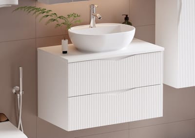 Meubel Square - Badkamermeubel set Morae 60cm - Wit - Badmeubel met Waskom - Wastafelkast Zwevend