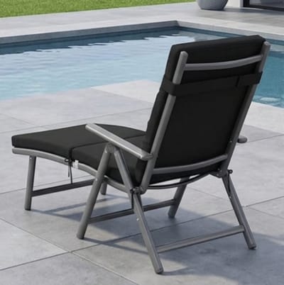 Ligstoel 183x60x39 cm Opvouwbaar met - 183x60x39 cm - Zwart - Medahomestore