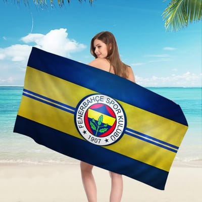F-Fenerbahce-Voetbal-Fans Microvezel Strandlaken Absorberend Sneldrogend Zacht Yoga Zwemmen Resort Bergbeklimmen Handdoek W75*H150(CM)