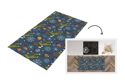 Keukenloper - Loper keuken - Katten - Sneeuw - Kerstbal - Patronen - 120x60 cm - Keukenloper vinyl