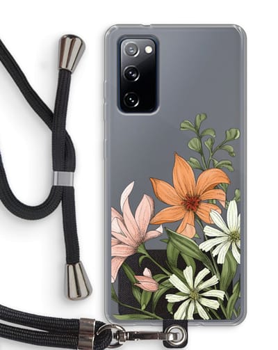 Case Company® - Hoesje met koord geschikt voor Samsung Galaxy S20 FE / S20 FE 5G hoesje met Koord - Floral bouquet - Telefoonhoesje met Zwart Koord - Bescherming aan alle Kanten en Over de Schermrand