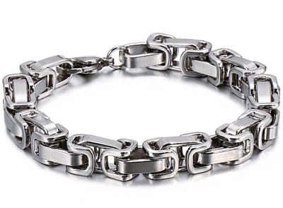Koningsarmband Heren - Zilver kleurig - 5mm - Enkele Schakel - Staal - Byzantijnse Stijl - Armband Schakelarmband - Armbanden - Papa Cadeau Voor Mannen - Vaderdag