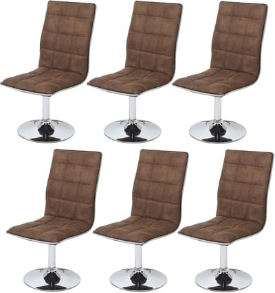 Set van 6 eetkamerstoelen MCW-C41, keukenstoel, in hoogte verstelbaar en draaibaar, stof/textiel MVG ~ vintage bruin