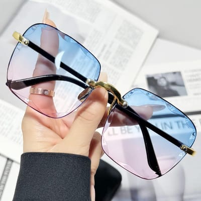 Dames Zonnebril Mode Verloopglazen UV400 Bril Randloos Designer Shades Voor Strand Autorijden Dames
