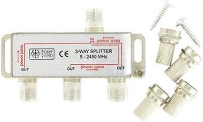 Kopp coax f-connector 3-weg verdeler 6,5mm metaal