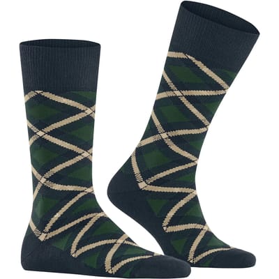 Burlington Tartan gedessineerd katoen sokken heren blauw - maat 40-46