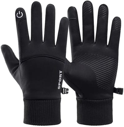 Waterdichte Touchscreen Fietshandschoenen - Antislip & Winddicht - Winterhandschoenen Sport - Zwart - Maat M