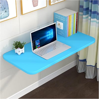 Opklapbare Wandtafel - Klaptafel Bureau - Ruimte Besparen - Stevige Beugel - 120x30cm - Blauw