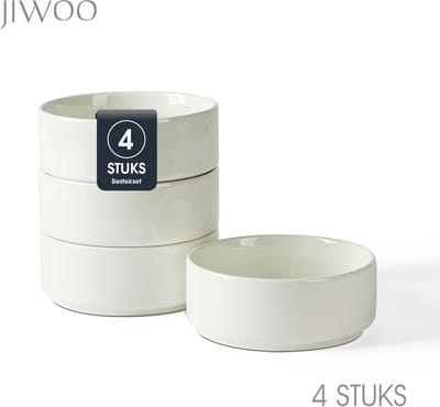 Set van 4 Kommen (Ø13,5cm / 510ml) Ontbijtkommen, Mueslikom, Soepkom, serviesset 4 persoons, Geschikt voor Restaurants, Horeca, Familiefeesten, Feest, Banketten en Picknicks, Magnetron-vaatwasserbestendig, Porselein