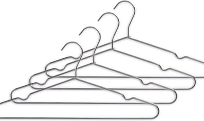 Zeller Kledinghangers - zilver- metaal - 4x stuks - met broekstang - 40 cm