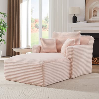 STILVORA Chaise Longue - Relaxfauteuil En Slaapbank Zonder Montage - Voor Woonkamer, Kantoor En Appartement - Cord Roze