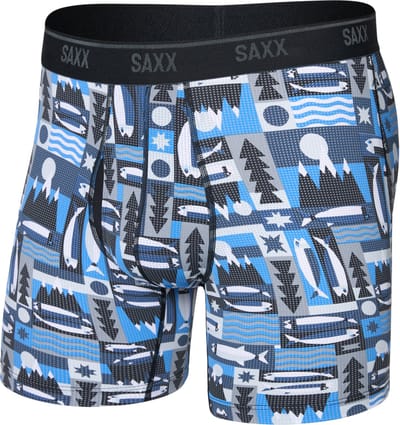 SAXX Heren Boxershort Quest Quick-Dry Mesh - Boxer met BallPark Pouch® - Onderbroek Sneldrogend & lichtgewicht - Winter Angler - Blauw - M